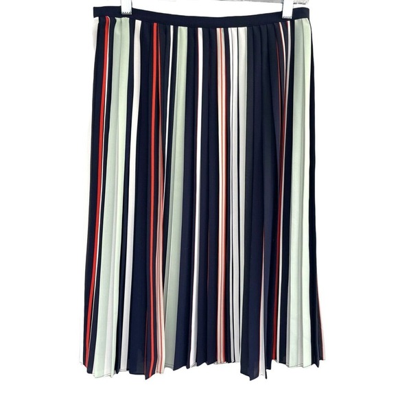 Rebecca Minkoff Madeline Pleated Skirt Striped A-Line Size 10 NWT $228 - Picture 2 of 10